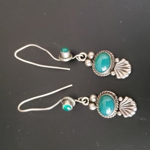 Beautiful sterling silver earrings with a semi precious green stone